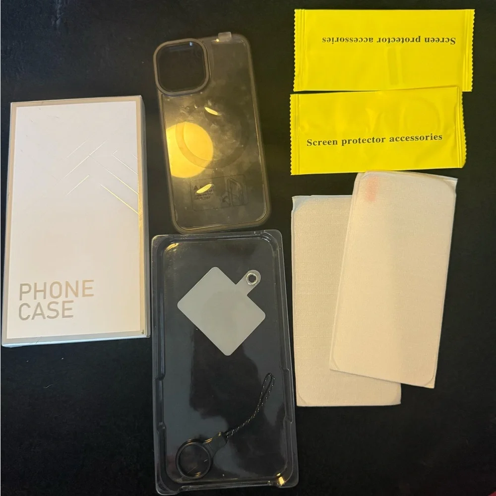 iPhone 12 Clear with Black trim Phone Case with Screen Protector